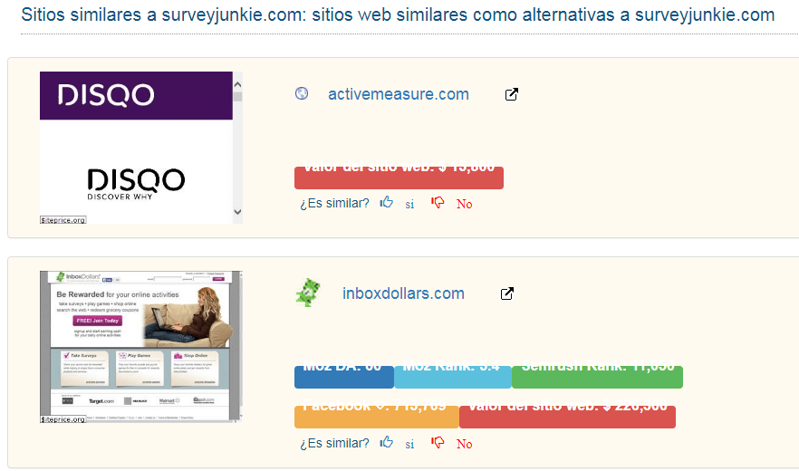 Paginas similares de encuestas